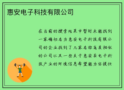 惠安电子科技有限公司